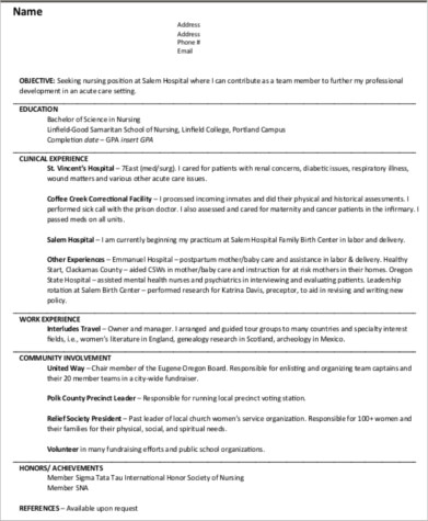 entry level nurse resume objective