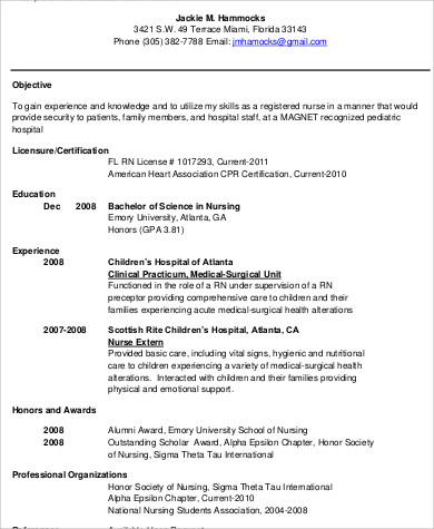sample nursing resume objective
