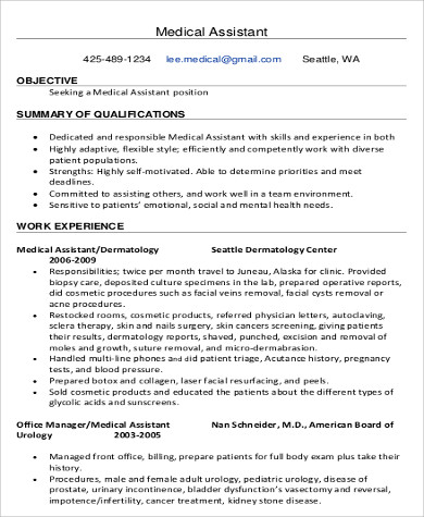 sample resume objective for medical office assistant