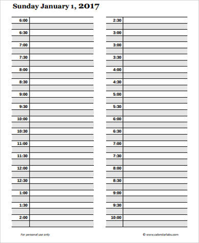 blank calendar printable sample in  Sample Daily PDF 8 Calendar Word, Printable  Examples