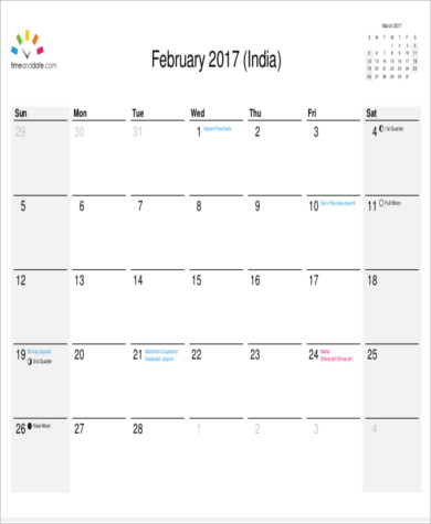 personal calendar planner sample