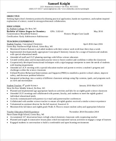 resume for teachers objective