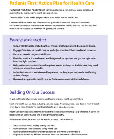 patient action plan for health care
