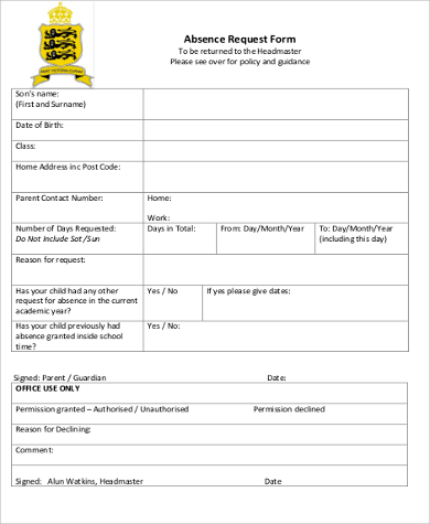 school holiday request form