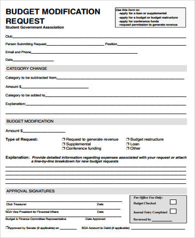 budget modification request form