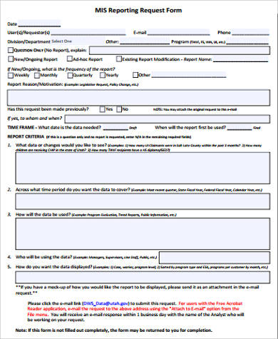 simple report request form