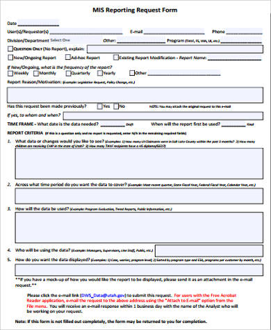 FREE 9 Sample Report Request Forms In MS Word PDF