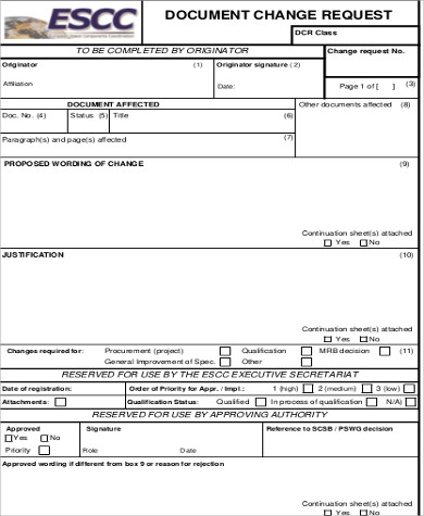 document change request form