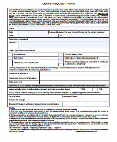 request for leave form sample