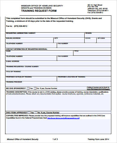 request for training form