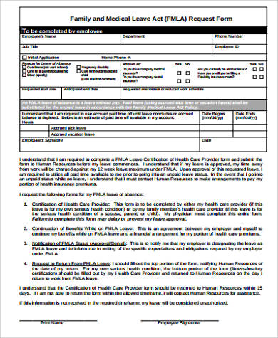 request for fmla form sample
