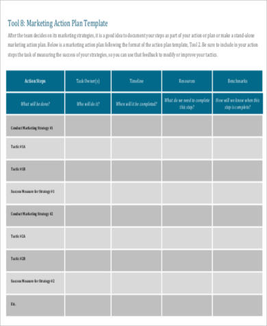 sample marketing action plan