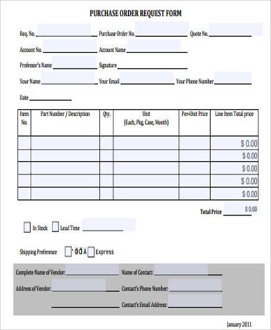 FREE 10  Sample Purchase Request Forms in MS Word PDF