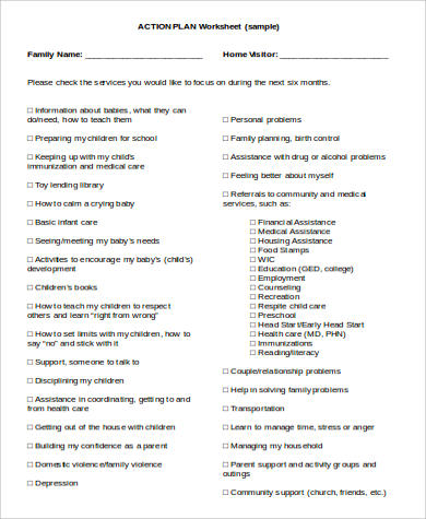 personal action plan worksheet