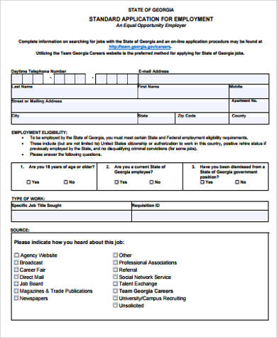 sample in application form pdf Forms  Application Free 6 Employee Sample Example Sample,