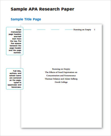 apa format paper cover page