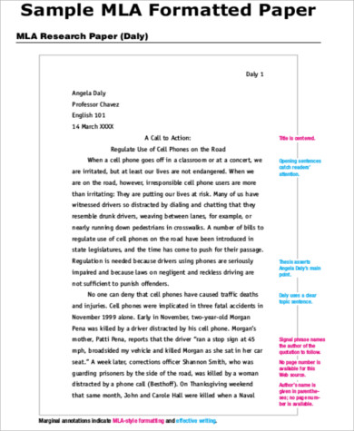 Sample of research essay