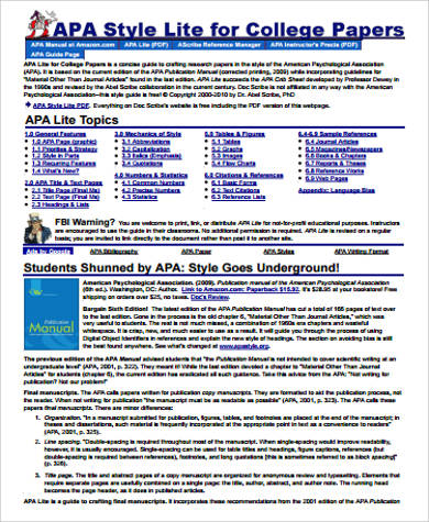 examples of an apa format paper