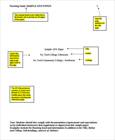 Free 6 Sample Of Apa Paper Templates In Ms Word Pdf