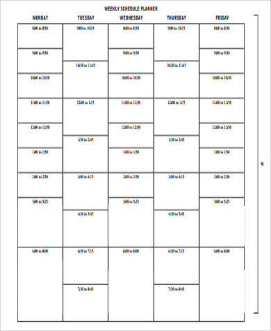 weekly schedule planner