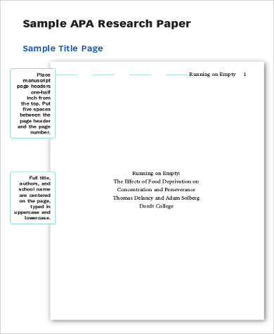 cover page for apa research paper example