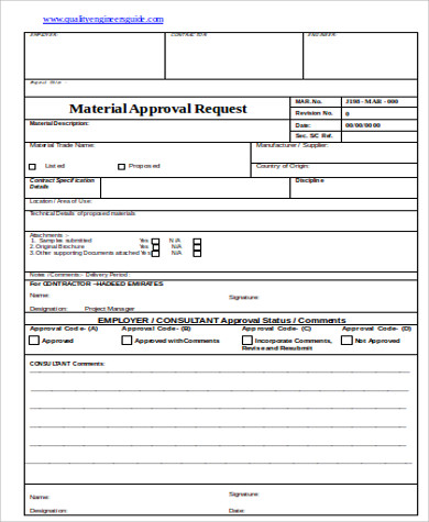 material approval request form