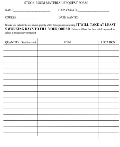 FREE 10  Sample Material Request Forms in PDF MS Word