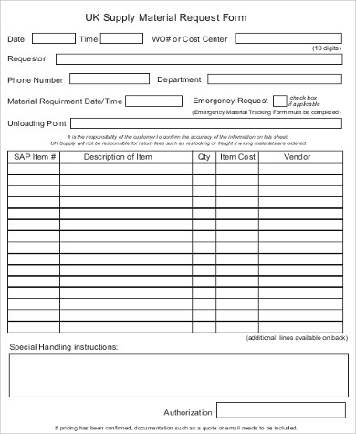 material supply request form1
