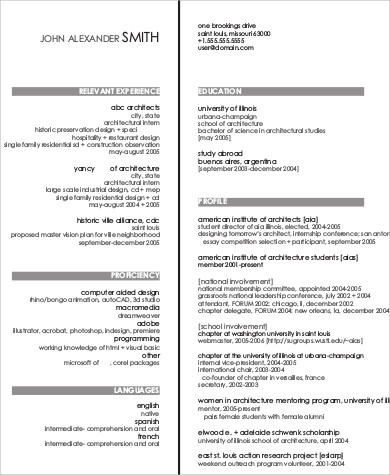 architecture cv template word free download