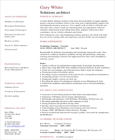 solution architect resume