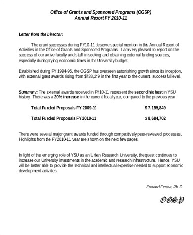 financial report cover letter