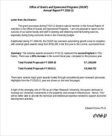 summary annual report cover letter sample