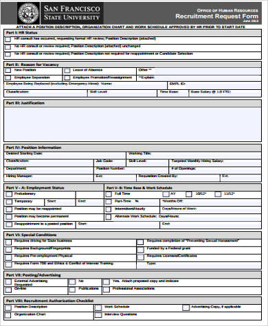 employee recruitment request form