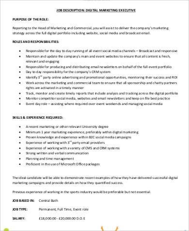 digital social media marketing job description pdf