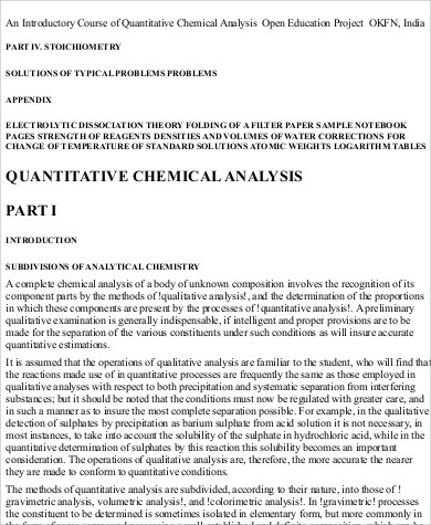 sample quantitative chemical analysis