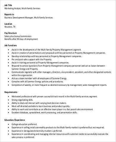 marketing analyst manager job description