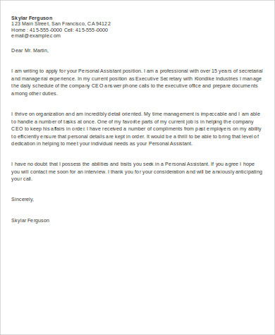 best personal assistant cover letter sample1