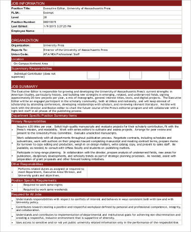 executive editor job description pdf