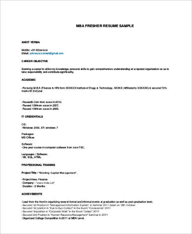 FREE 8+ Sample Resume Career Objectives in MS Word | PDF