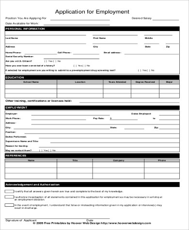 standard job application printable form1