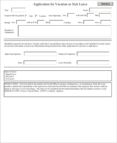 FREE 9+ Sample Application for Leave in MS Word | PDF