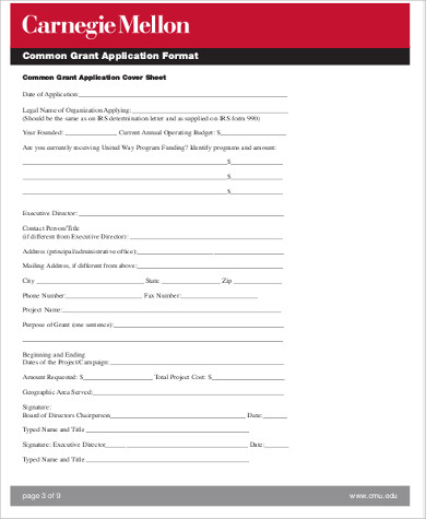 grant application sample common applications pdf word ms templates