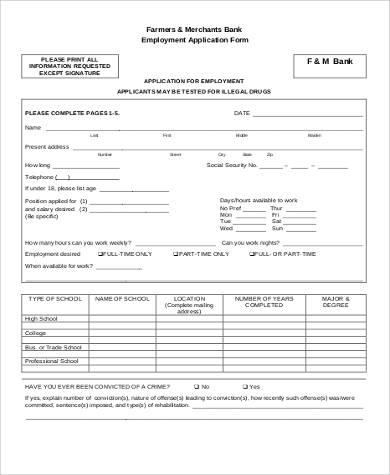 sample application form bank Format  Application 7 Sample,  Bank Free Sample Example,