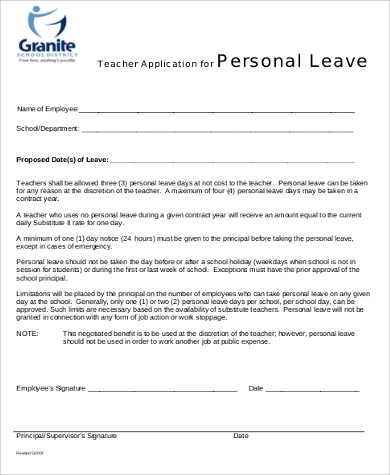 teacher application for leave
