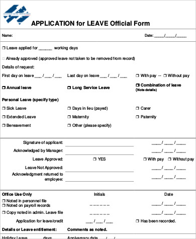 official application for leave