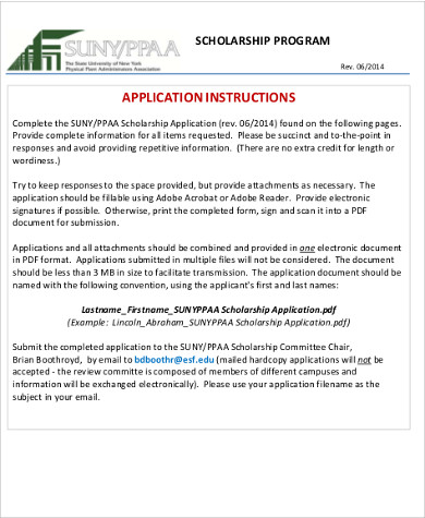 scholarship application instructions