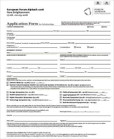 High School Scholarship Application Form Template