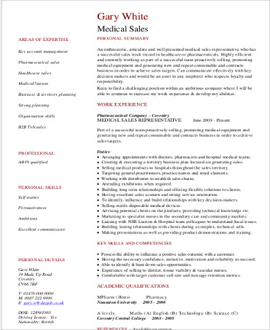 resume for medical job application