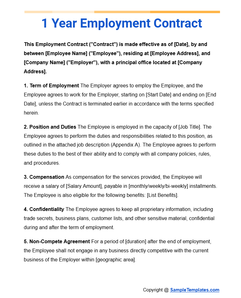 1 year employment contract