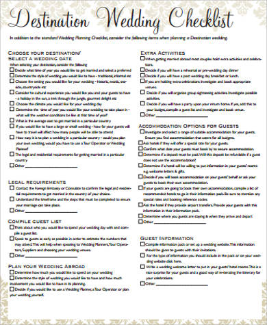 free 9 wedding planning checklist samples in pdf